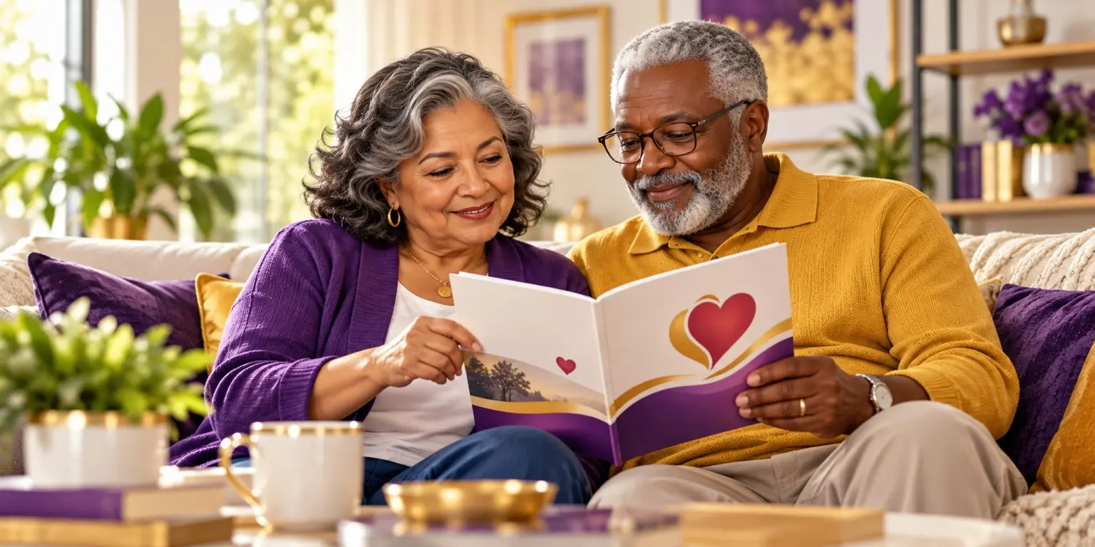 Older adults reading heart-health information